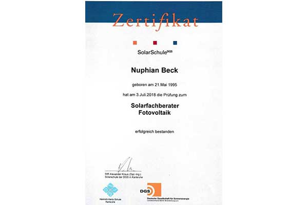 Elektriker und Solarfachberater Nuphian Beck von Beck Elektrotechnik